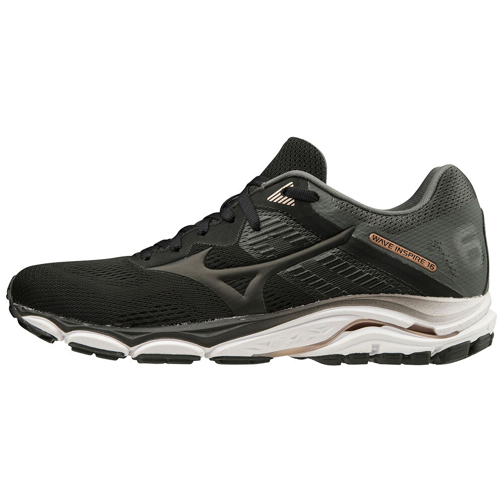 Womens Mizuno Wave Inspire 16 Running Shoes Black/Grey Philippines (SFQCBA754)